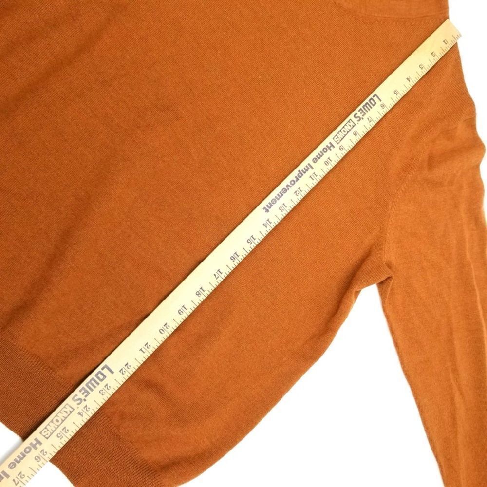 Garret Scott Orange Fine Merino Wool V-Neck L/S Sweater Old Money Quiet Luxury - Picture 3 of 7